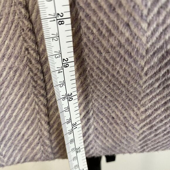LOFT Lilac Wool Pea Coat Jacket Herringbone Asymmetric Zip & Pockets XS - Picture 10 of 11